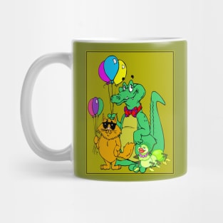 Cartoon Fantasy Abstract Alligator, Cat and Caterpillar Animal Print Mug